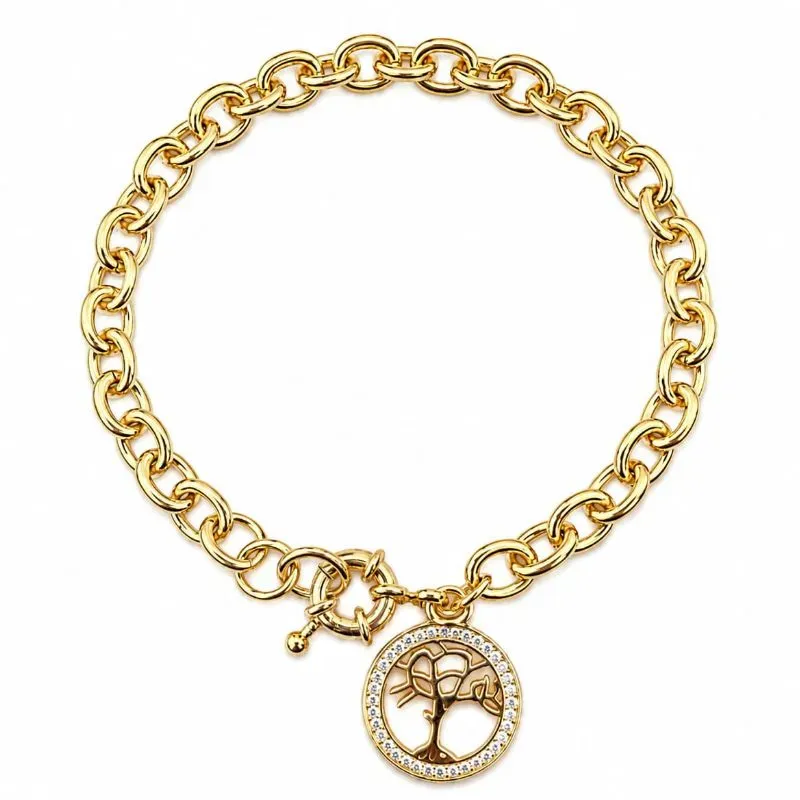 Pulseira Dupla Árvore da Vida  Banhada a Ouro 18k.