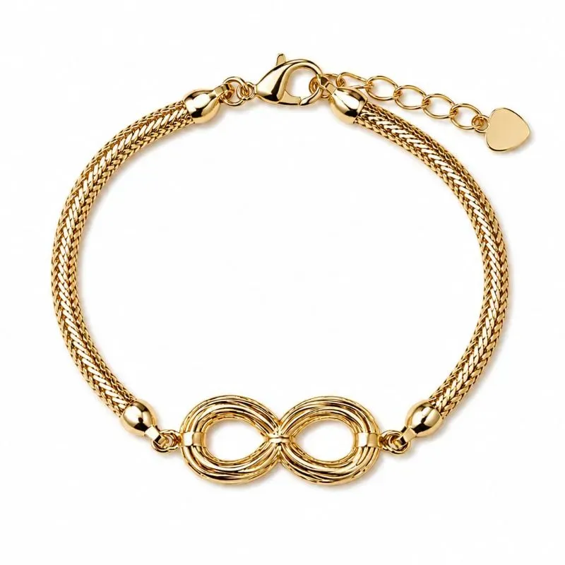 Pulseira Feminina Fita Tramada com Símbolo do Infinito.