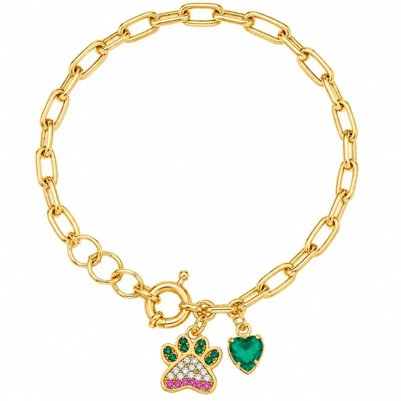 Pulseira Pet Elos Cartier Banhada a Ouro 18k.