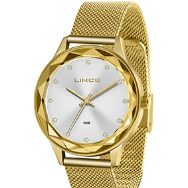 Relógio Feminino Lince Elegance Dourado.