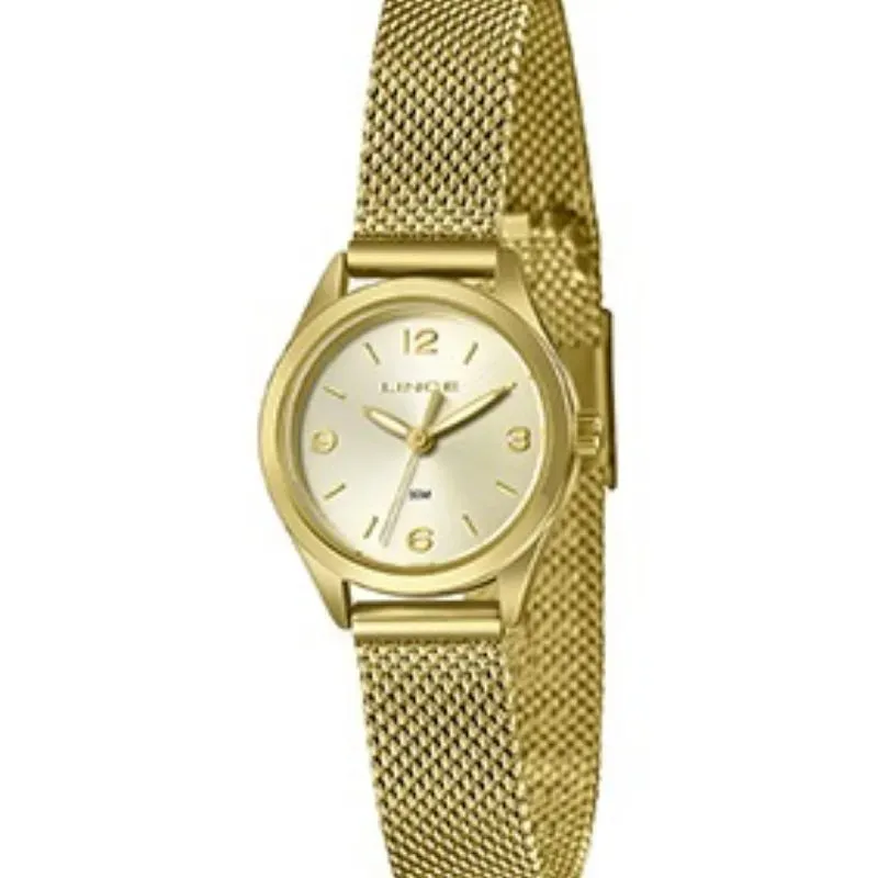 Relógio Feminino Lince Golden Mesh.