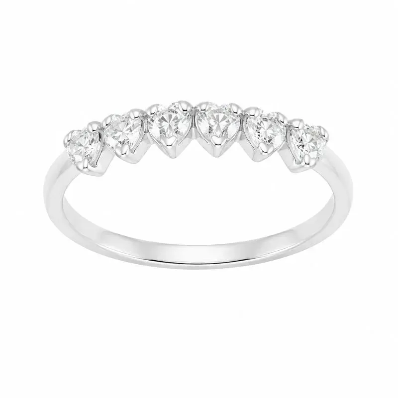 Anel Corações Cristal em Prata 925
