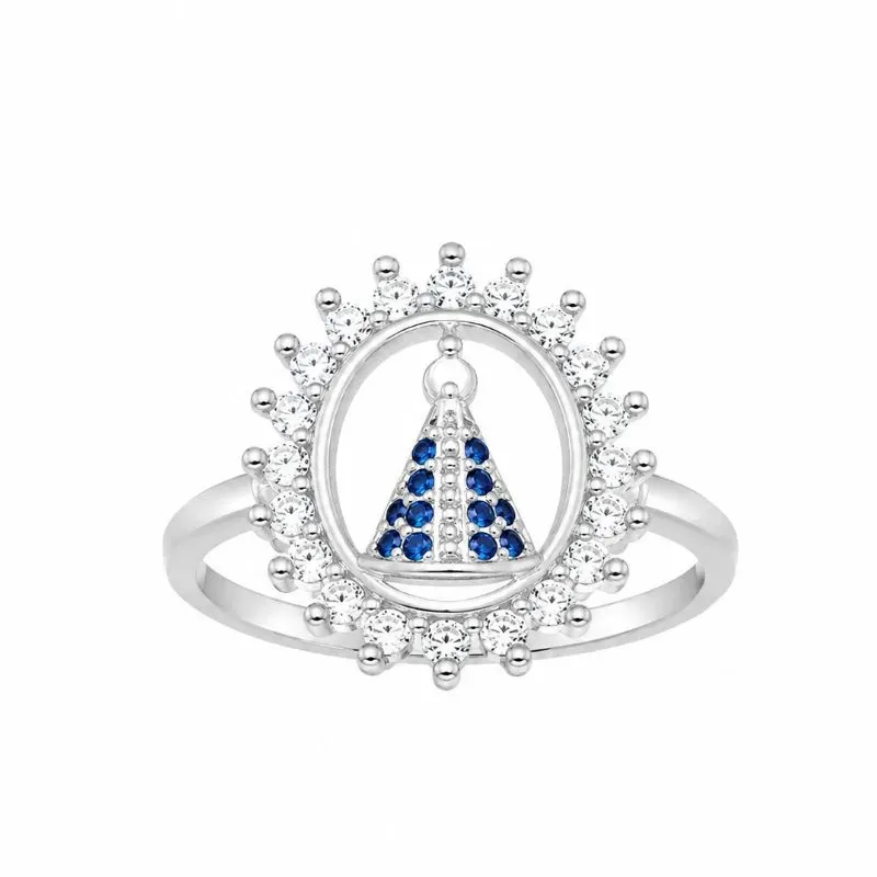 Anel Nossa Senhora Aparecida em Prata 925.