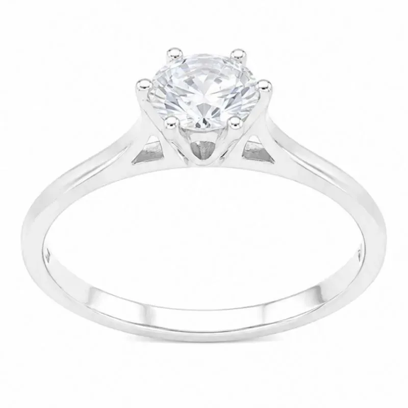 Anel Solitário Prata 925 com Zircônia.