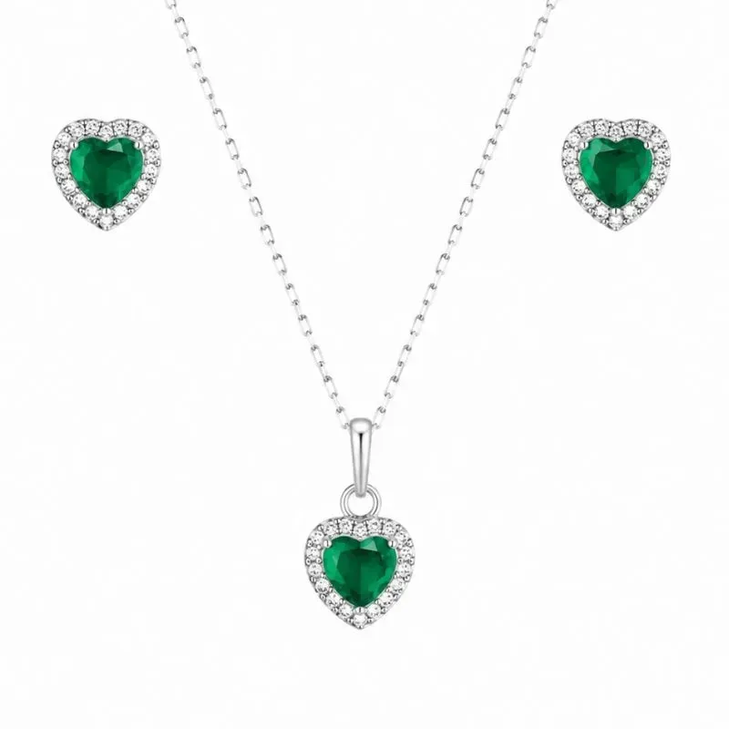 Conjunto Coração Prata 925 Color