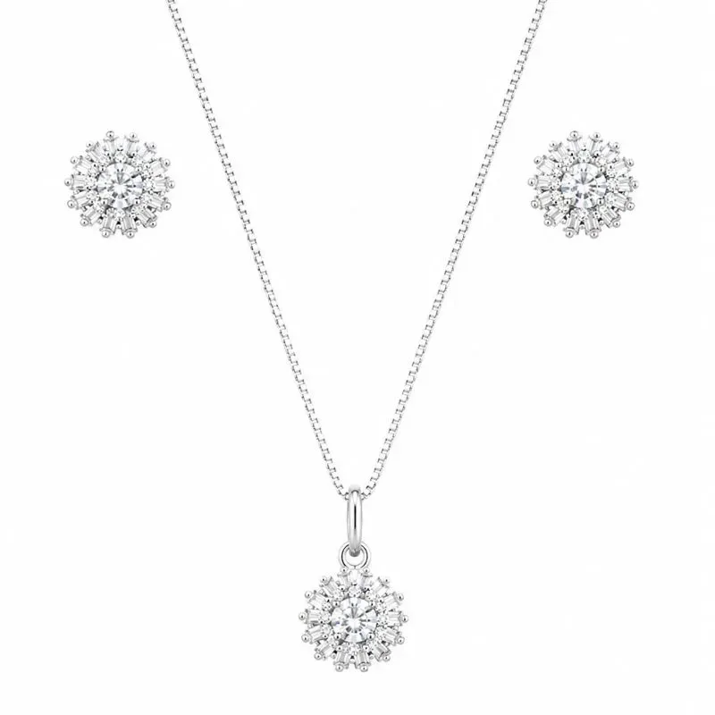 Conjunto Flor Radiante Prata 925.