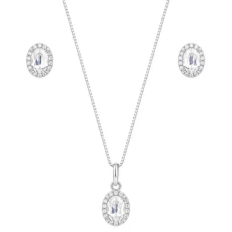 Conjunto Oval Clássico em Prata 925.