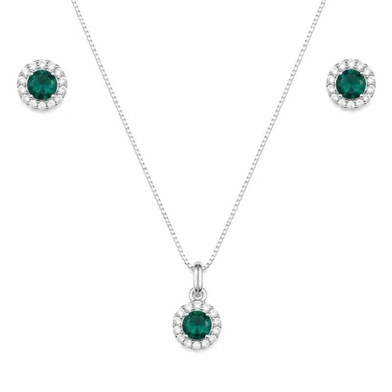 Conjunto Redondo Cravejado Prata 925 - Com veneziana