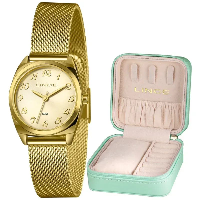 Kit Relógio Feminino Lince com Porta-Joias Exclusivo