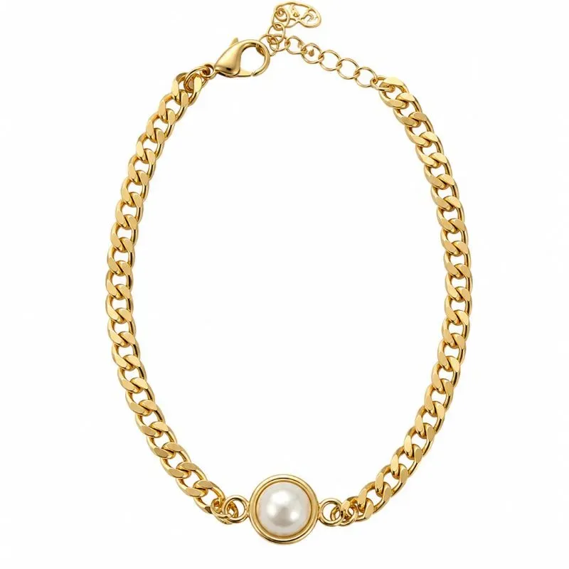 Pulseira Elo Clássico com Pérola.