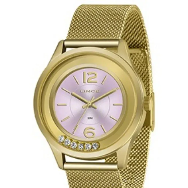 Relógio Feminino Lince Golden Blossom Dourado.