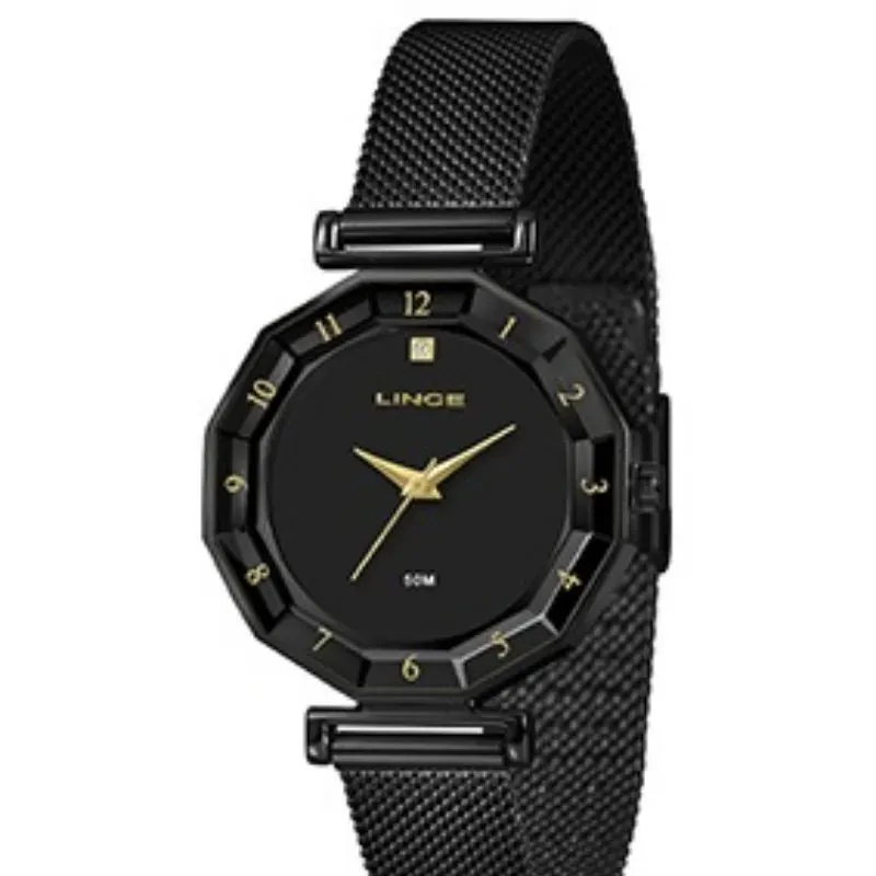 Relógio Feminino Lince Golden Noir Milano