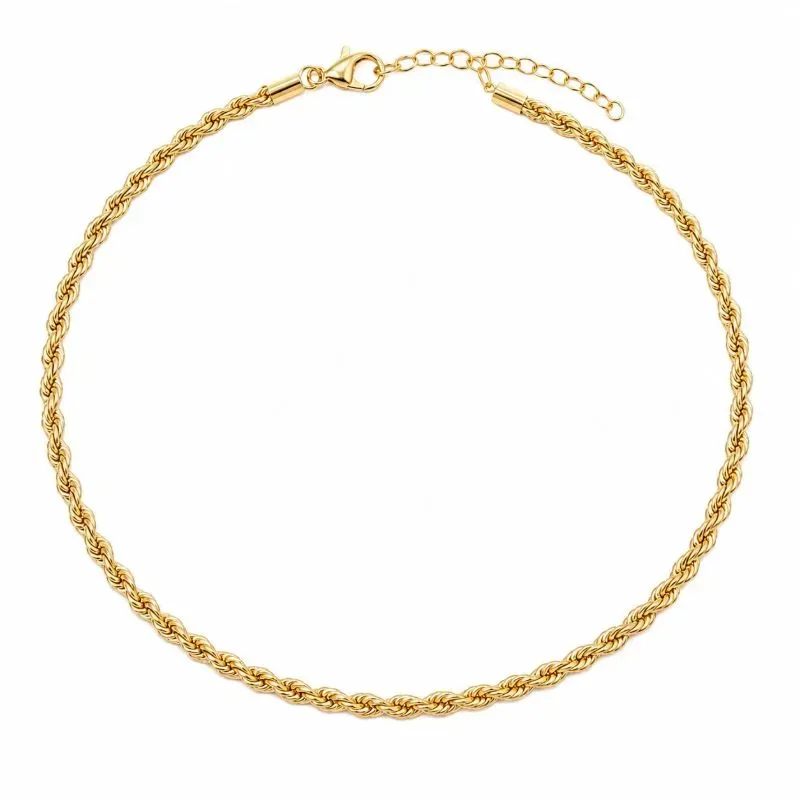 Colar Baiano 2MM Banhado a Ouro 45cm
