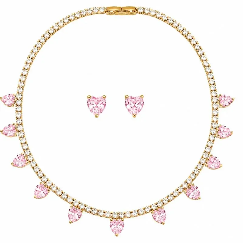 Conjunto Riviera Corações Rosa Claro.