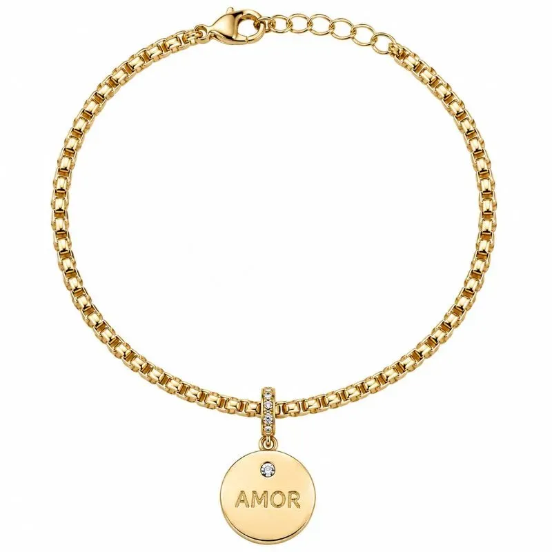 Pulseira Amor Dourada com Pingente de Coração