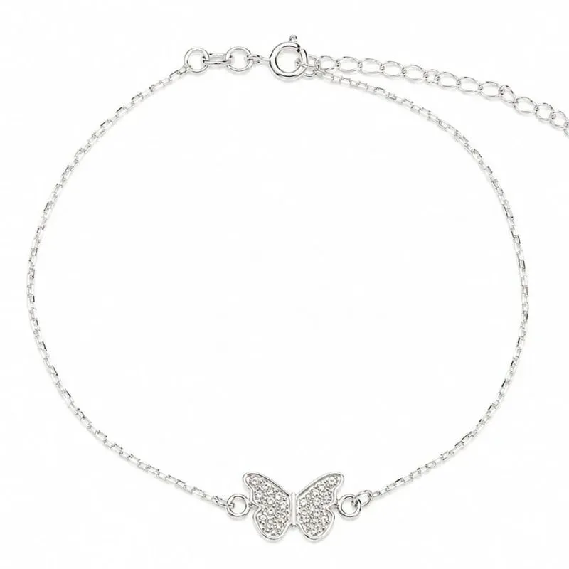 Pulseira Borboleta Cravejada Prata 925