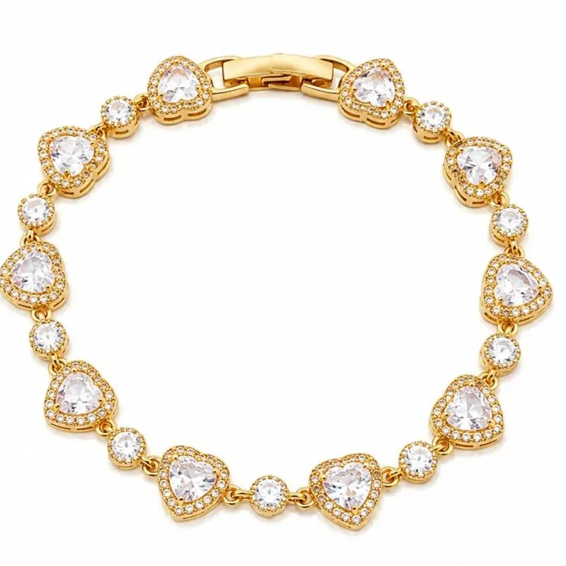 Pulseira Corações Cravejados