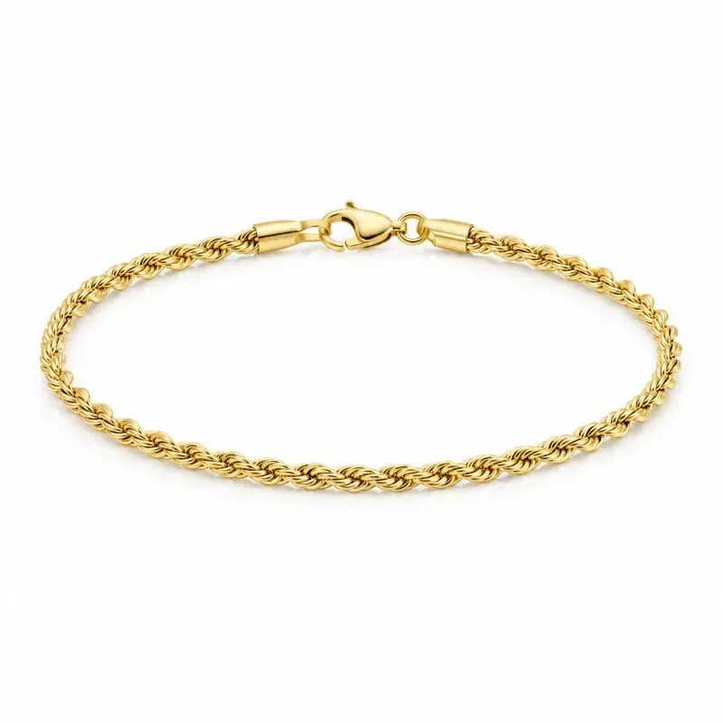 Pulseira Feminina Cordão Baiano Banhada a Ouro 2mm.