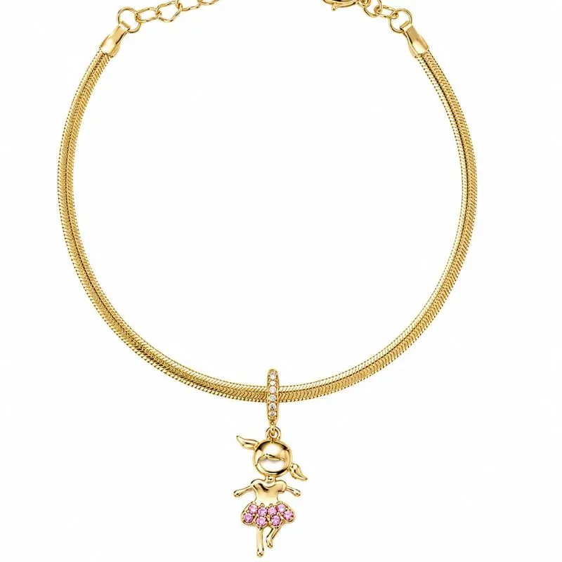 Pulseira Fita com Pingente Menina Cravejada