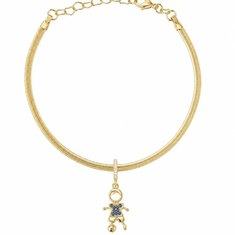 Pulseira Fita com Pingente Menino Cravejado