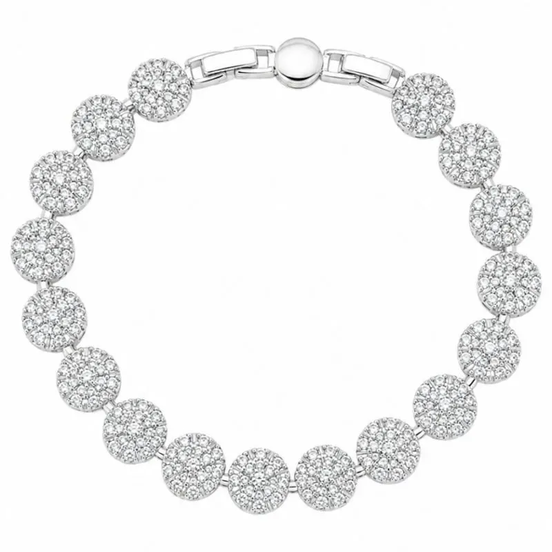 Pulseira Redonda Cravejada Banhada a Prata