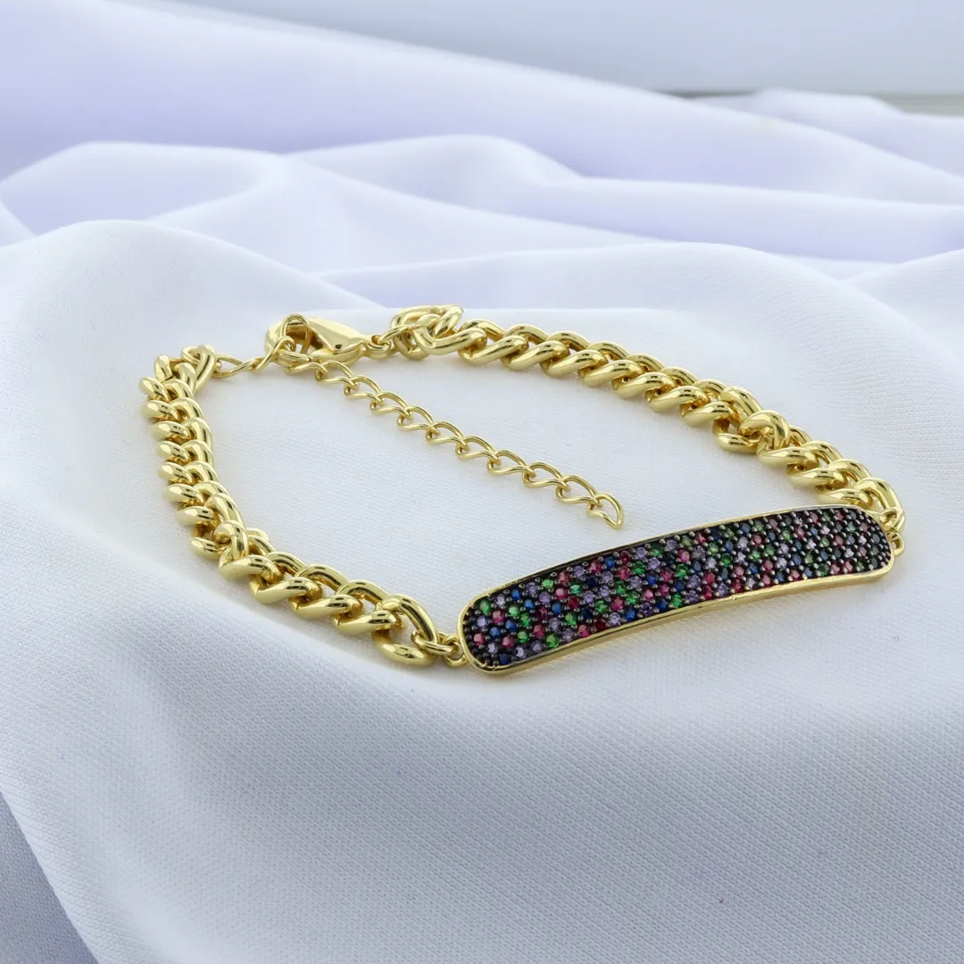 PULSEIRA PLACA COM ZIRC COLOR