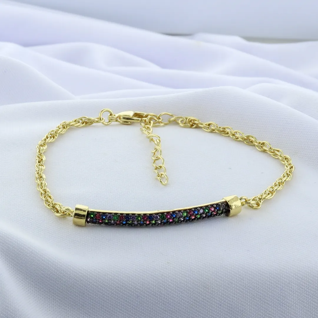 PULSEIRA PLACA COM ZIRC COLOR