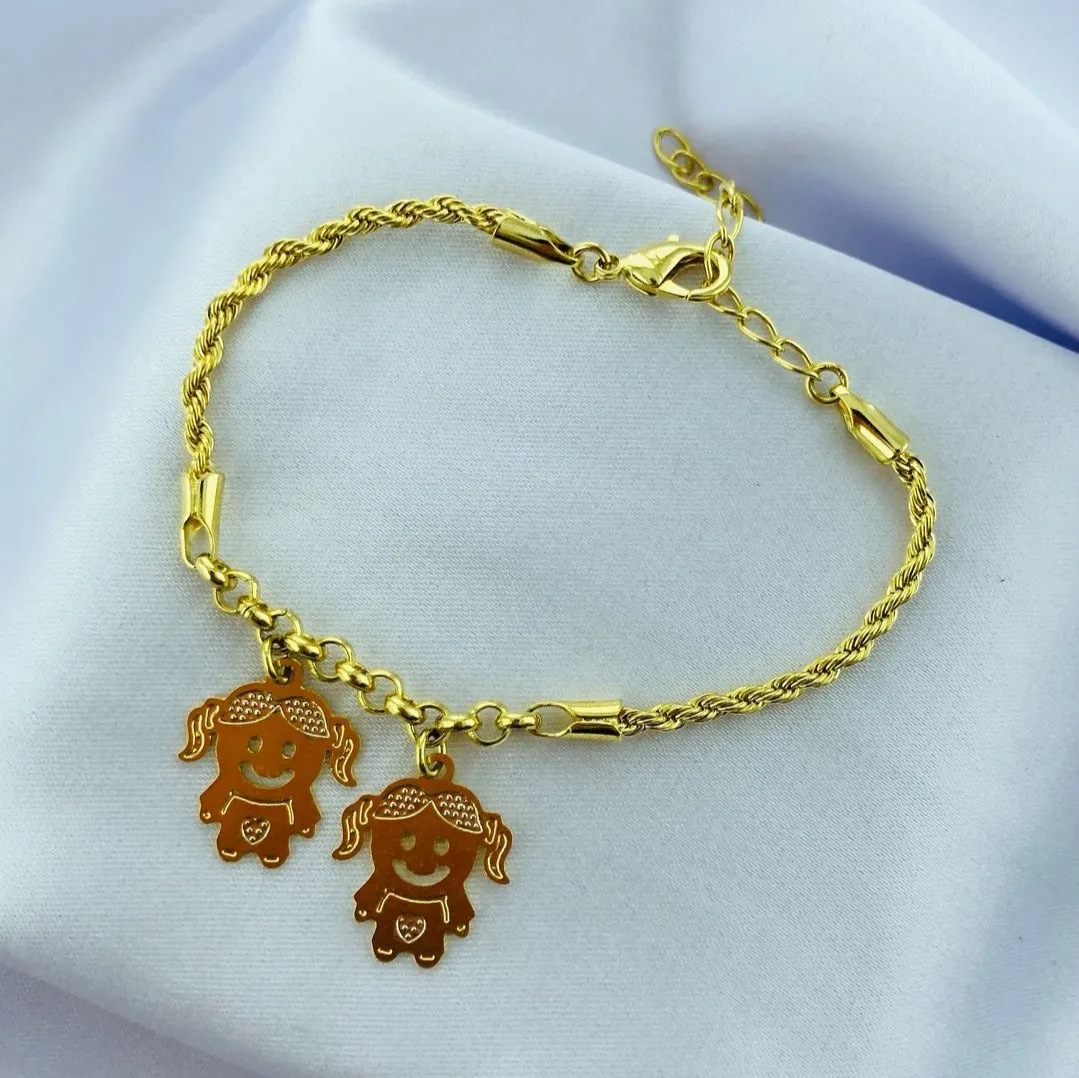 PULSEIRA DE CORDÃO BAIANO COM PINGENTE DE FILHOS