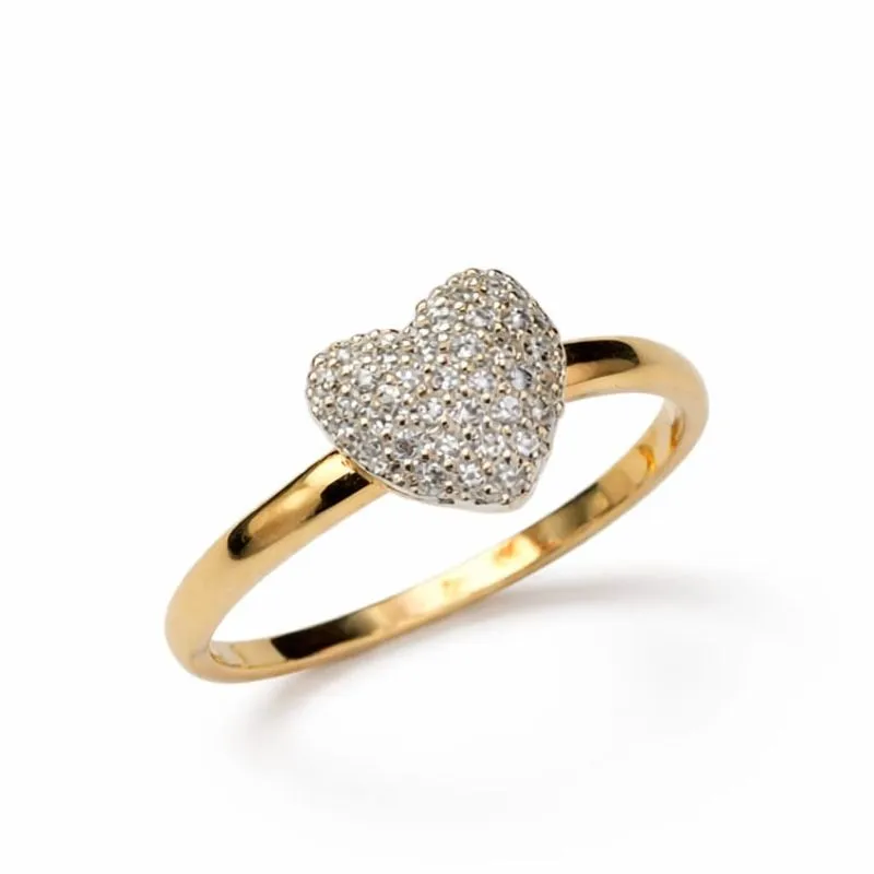 Anel Coração Cravejado