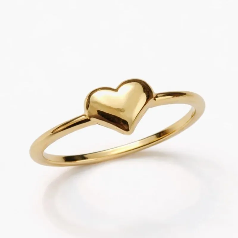 Anel Infantil Coração Liso Dourado
