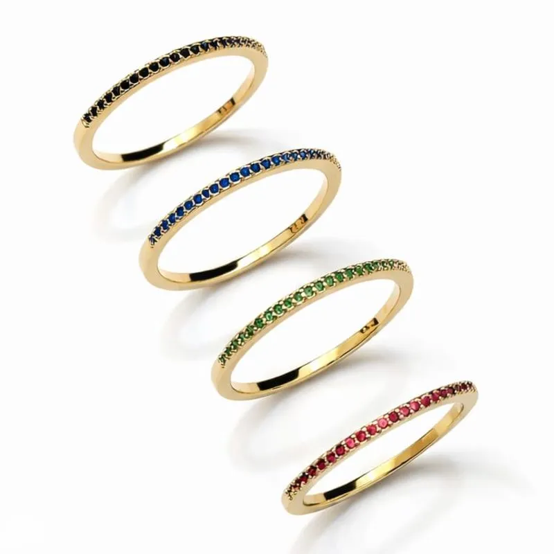 Anel Meia Aliança Colorido com Zircônias