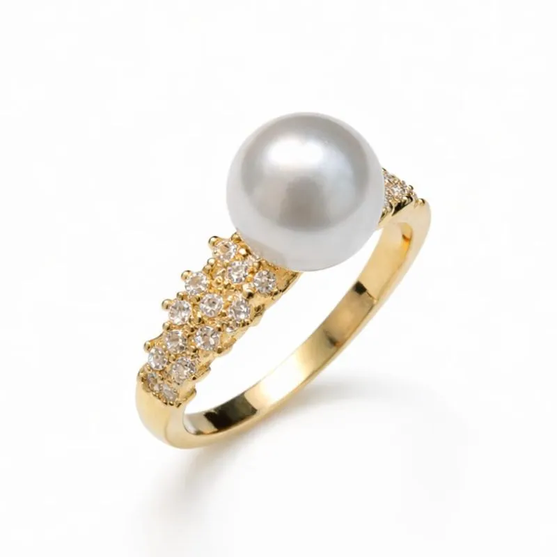 Anel Pérola com Zircônias
