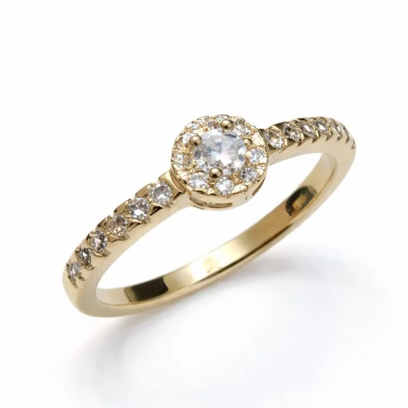 Anel Solitário com Halo de Zircônias
