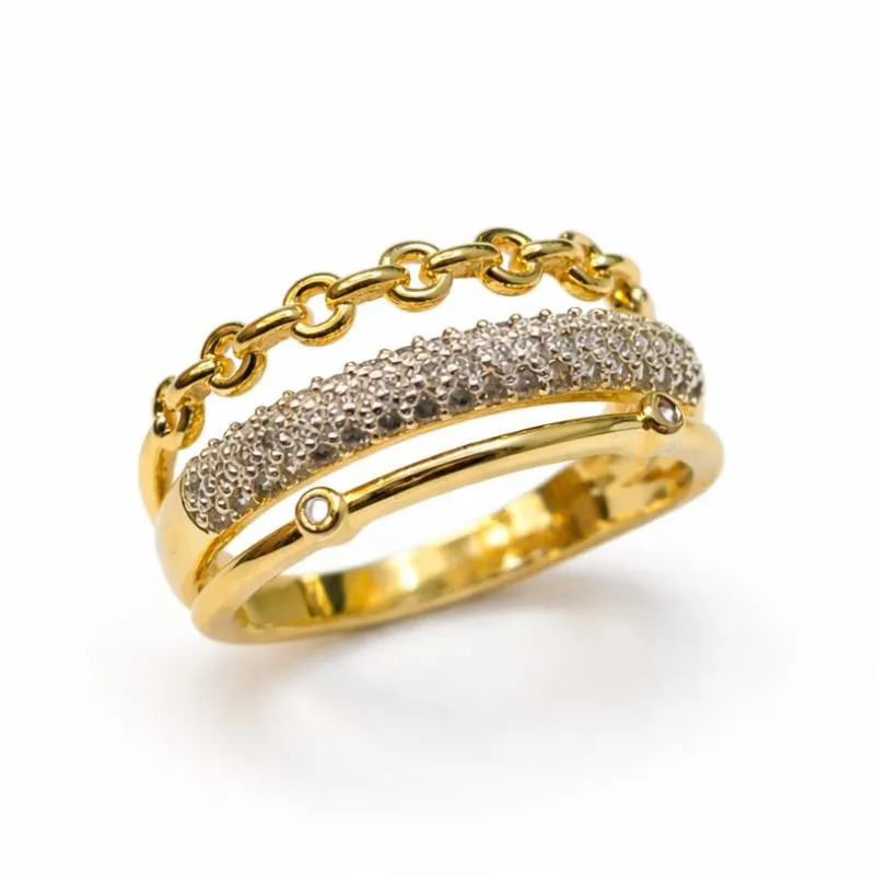 Anel Trio Elegante Cravejado