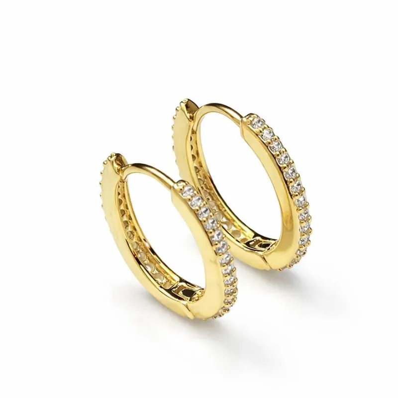 Argola Abaloada Oval com Zircônias