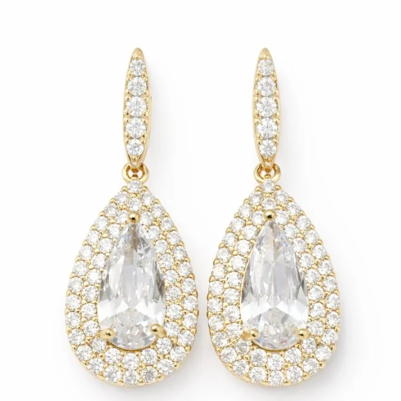 Brinco Gota Cravejado com Zircônias Premium