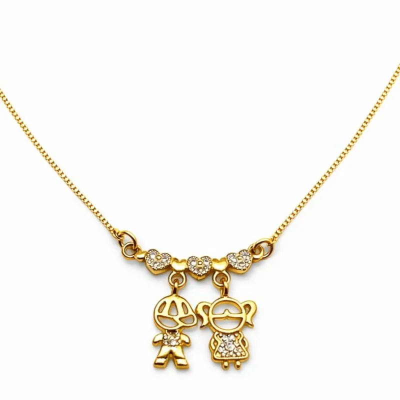 Colar Menino e Menina com Corações