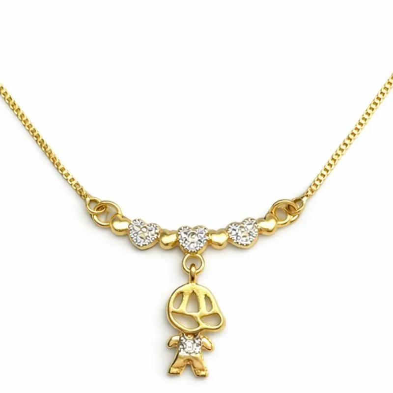 Colar Menino com Corações Cravejados