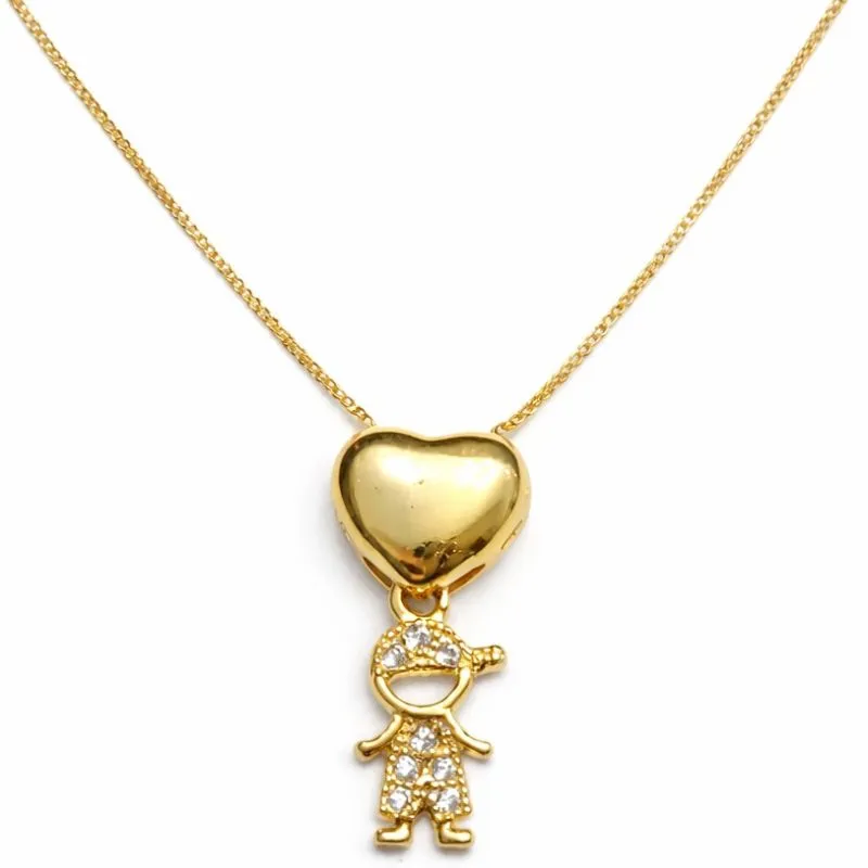 Colar Coração com Pingente de Filho