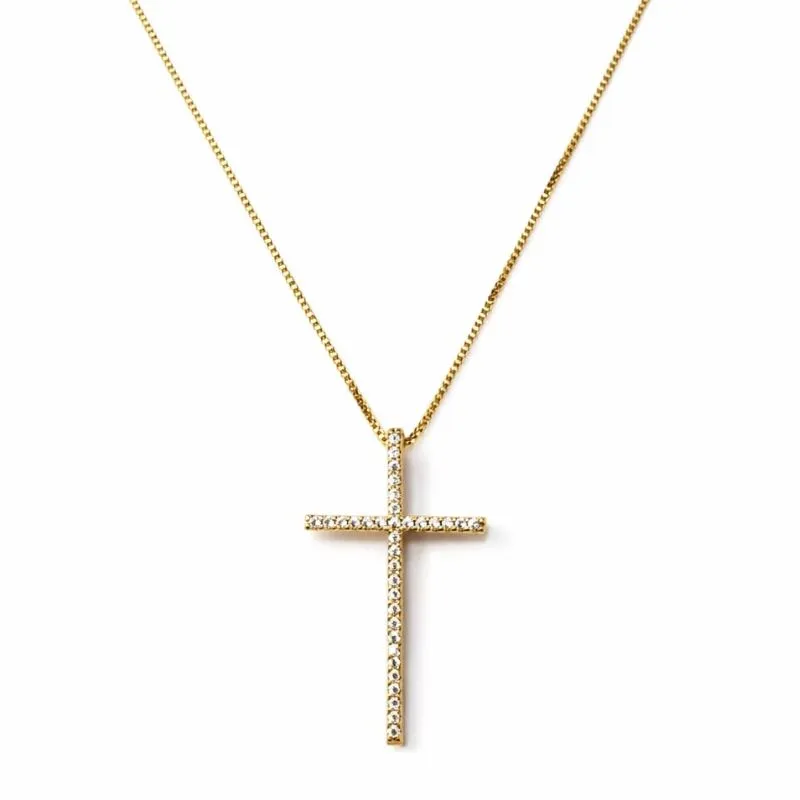 Colar Cruz Cravejada com Zircônias 45 cm