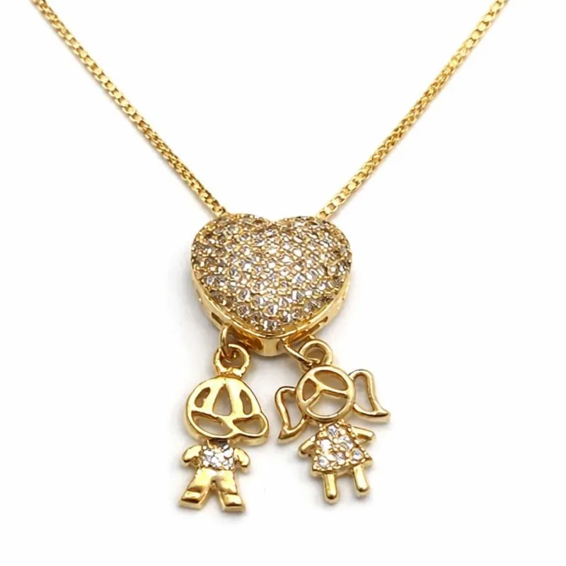 Colar Coração com Dois Filhos Casal