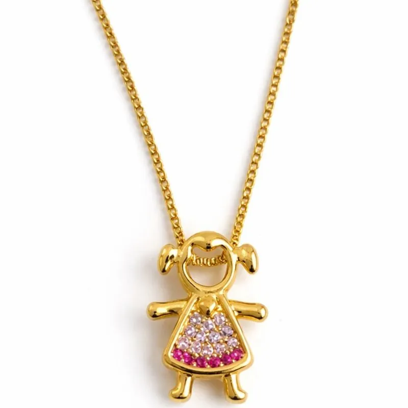 Colar Menina Cravejada Rosa