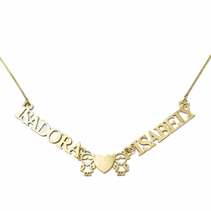 Colar Personalizado com Dois Nomes e Filhos