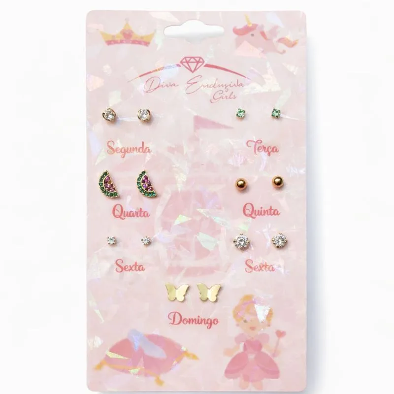Kit de Brincos Semaninha Infantil