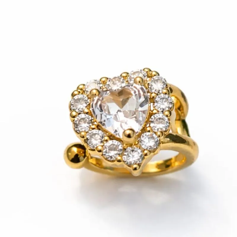 Piercing Fake Dourado Coração com Zircônias