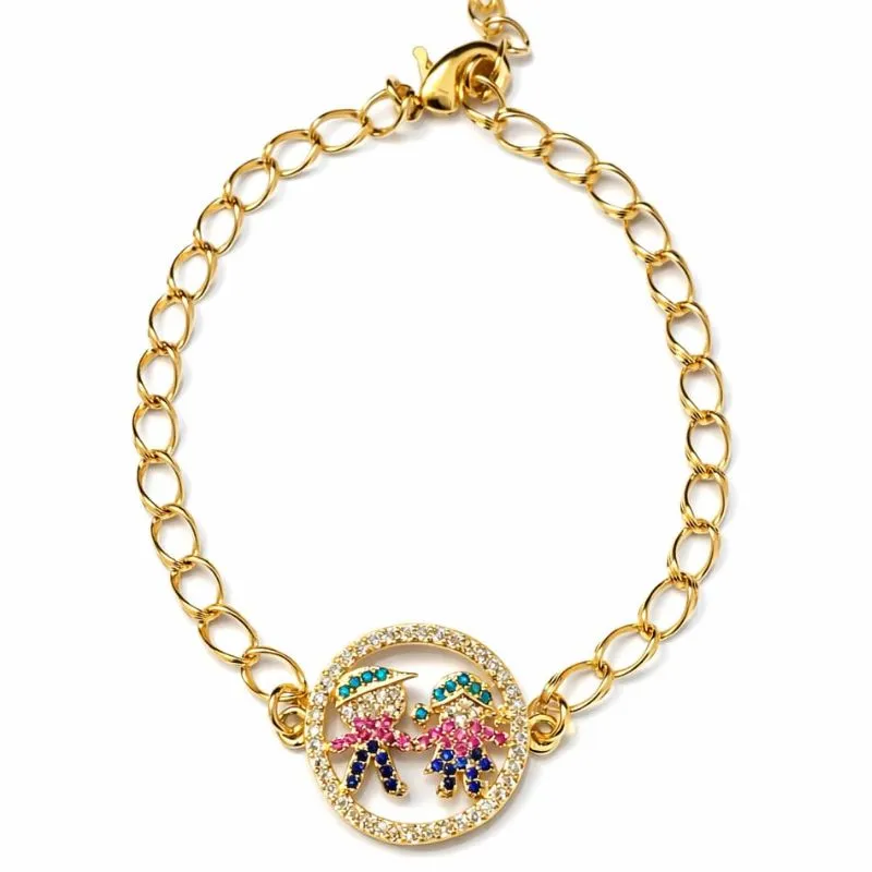 Pulseira Filhos Cravejada  Menino e Menina
