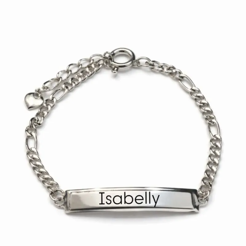 Pulseira Infantil Personalizada com Plaquinha Ródio