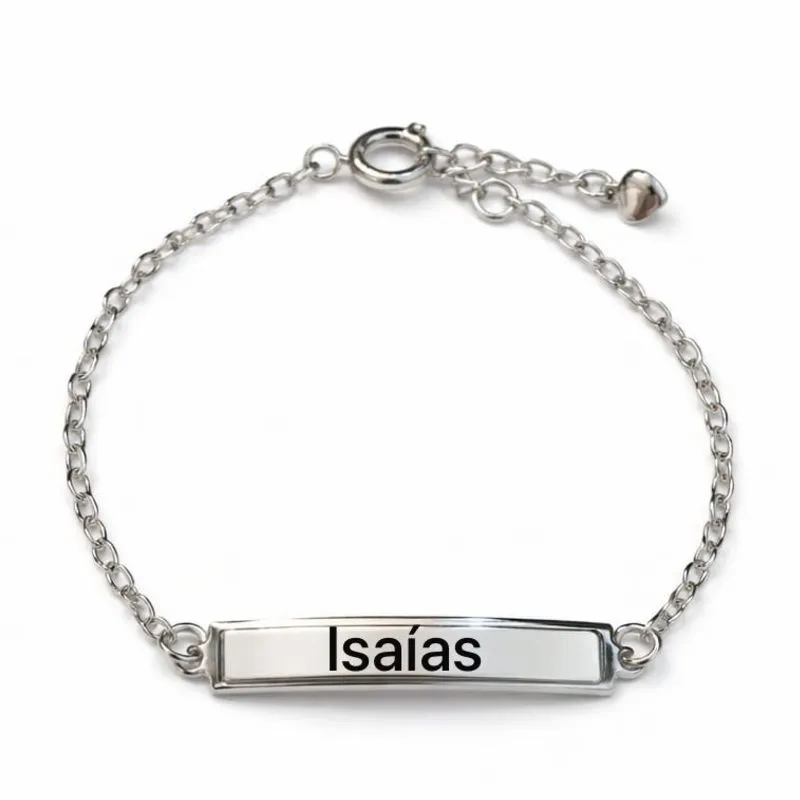 Pulseira Infantil Personalizada com Plaquinha em Ródio