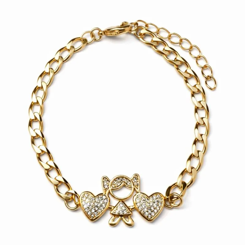 Pulseira Menina com Corações Cravejados