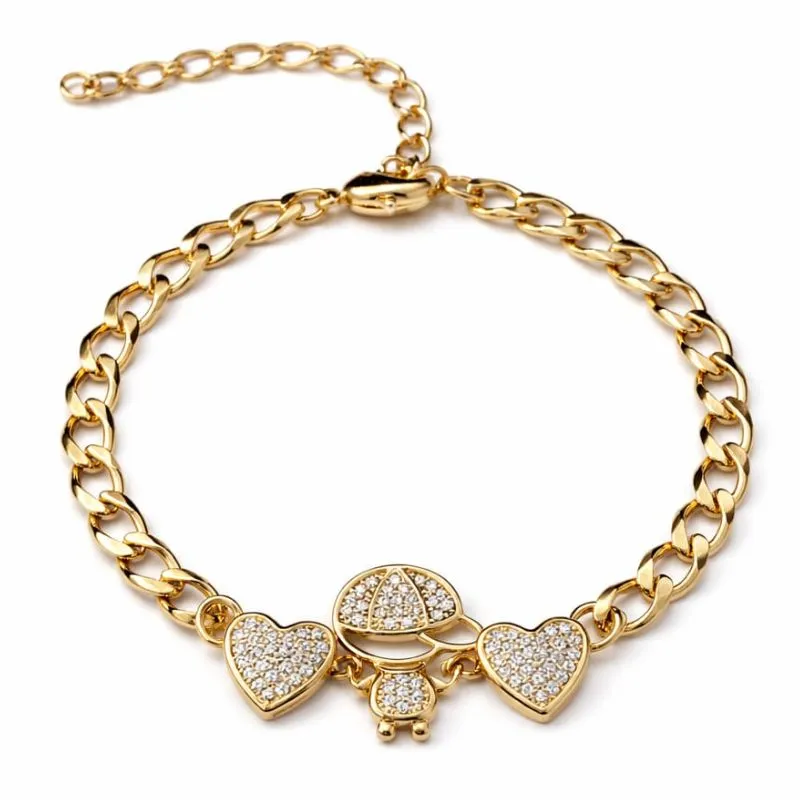 Pulseira Menino com Corações Cravejados